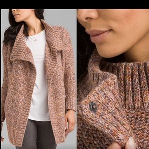 Prana Callisto Duster Knit Sweater XS Mauve Multi Color